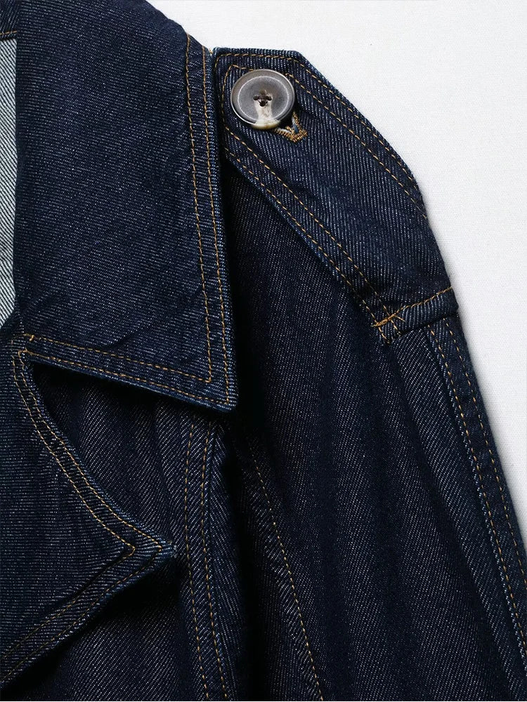 European and American style women's clothing new fashion trend leisure belt short wide version design denim windbreaker