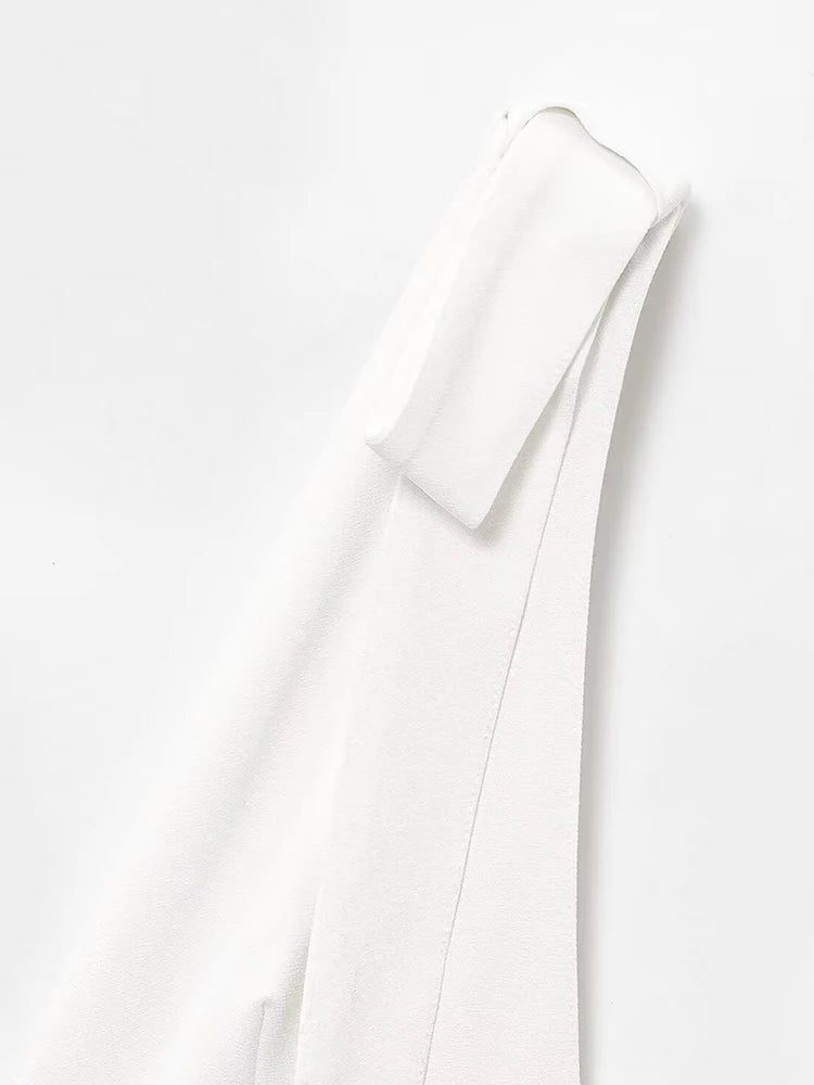 European and American style summer new products women's clothing solid color bow-decorated V-neck sleeveless short dress