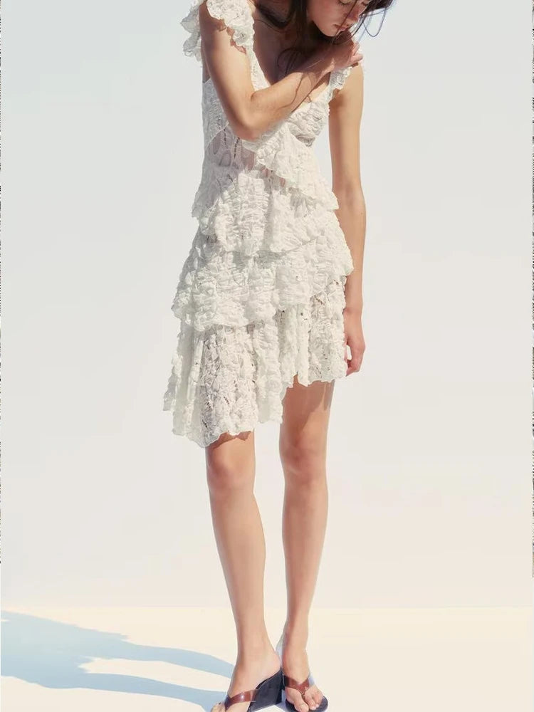 European and American style Summer new products Women's wear Suspender versatile lace layered decorative dress
