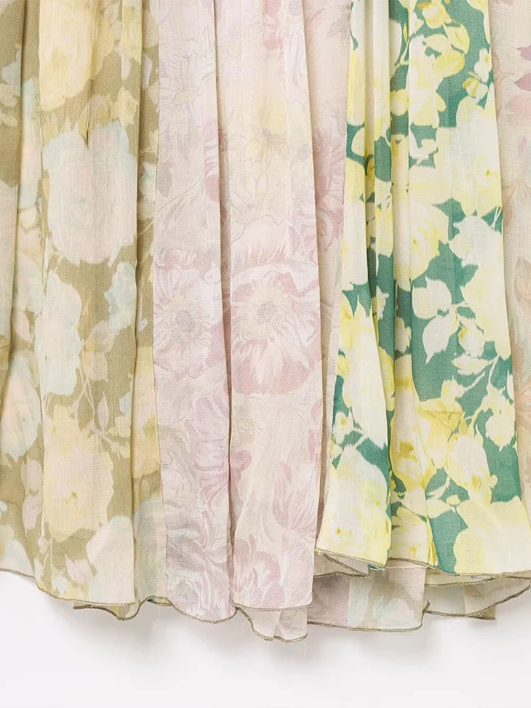 European and American style summer new products Women's clothing Fashion flower print patchwork fashion dress