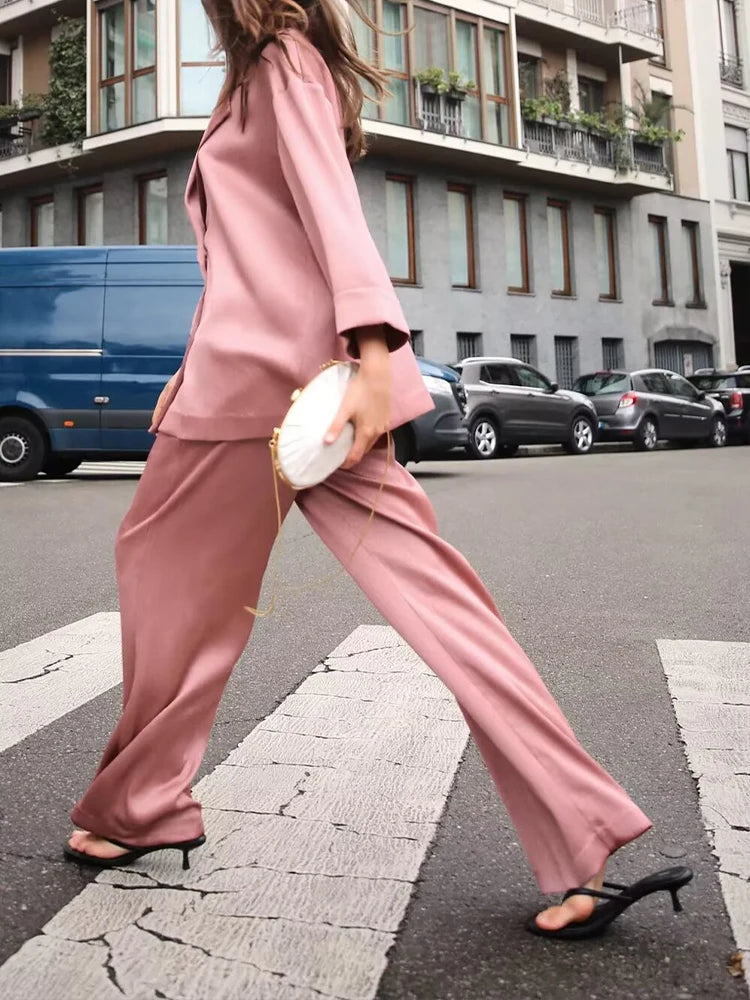 European and American style summer new products Women's wrinkle effect double-breasted suit jacket casual trousers suit